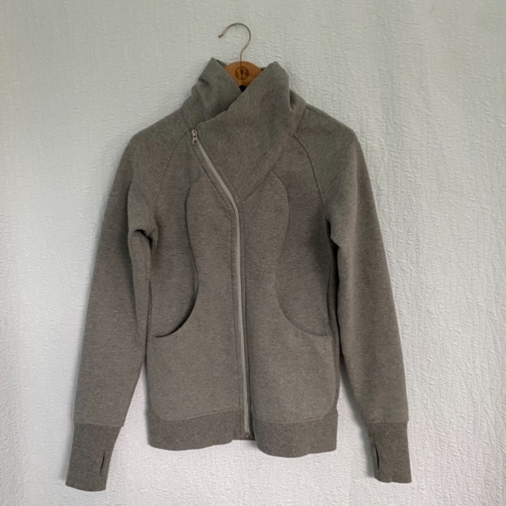 Lululemon Asymmetrical Gray Zip-Up Scuba Jacket - Picture 3 of 11